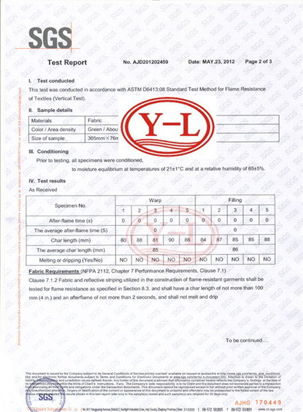 市紡織獲得NFPA2112標(biāo)準(zhǔn)認證