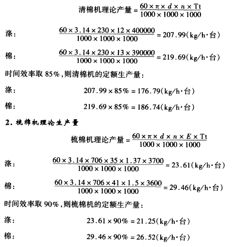 紡紗設(shè)備配備計(jì)算以J×J滌/棉紗為例