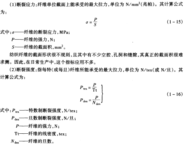 纖維強(qiáng)度常用指標(biāo)