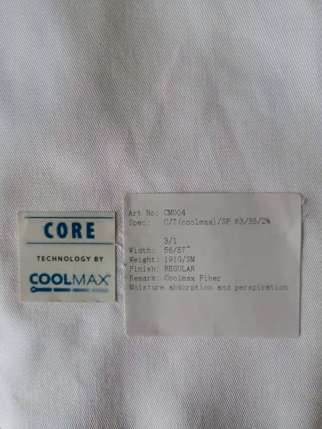 COOLMAX棉交織斜紋緯彈面料